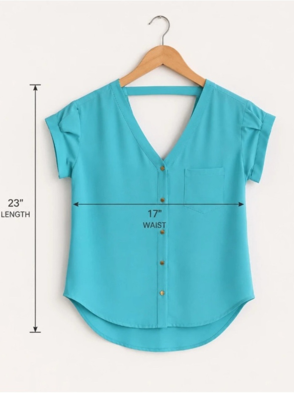 Charlotte Russe Turquoise V-Neck Button Front Top